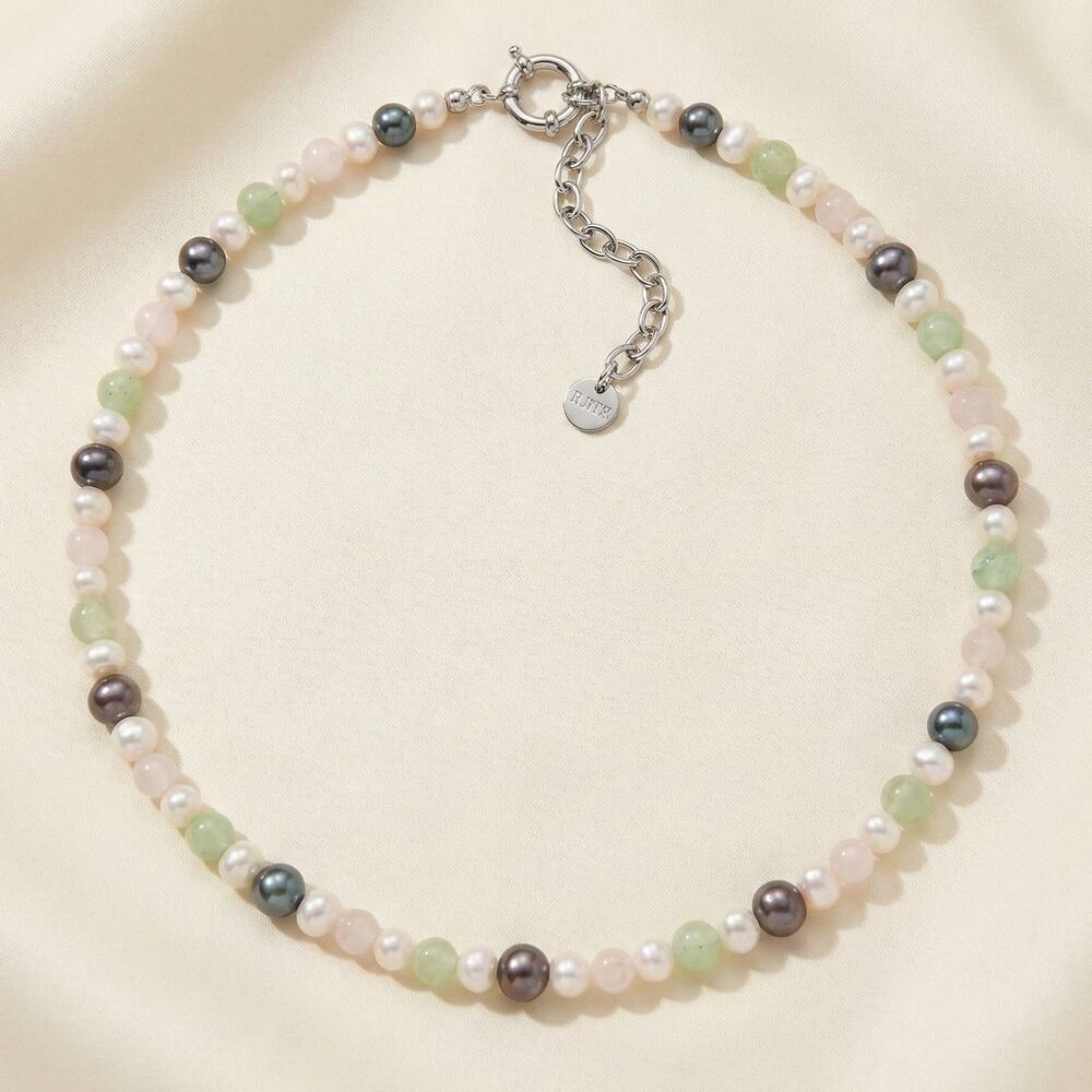 Rimor Jewelry Retired Pearl & Bead Multi Color Choker Necklace 15 in